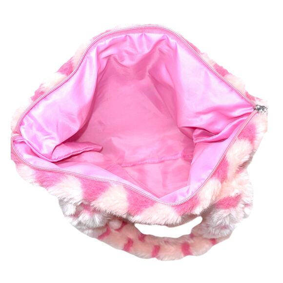 Hello Kitty Pink Faux-Fur Hearts Tote Bag, Large, Soft Plush Shoulder Purse - Picture 5 of 6